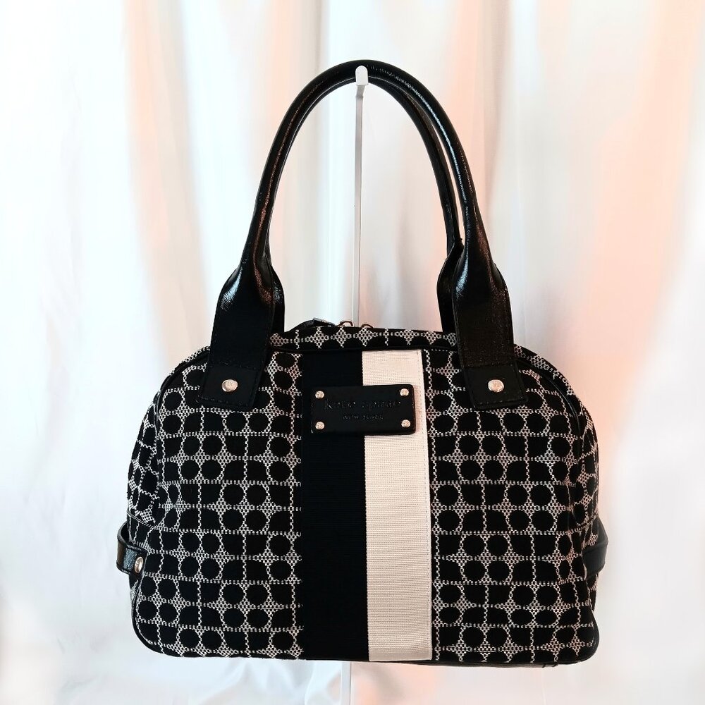 KATE SPADE NY Black & White Leather & Canvas Shoulder Bag 🖤LIKE NEW🖤Gorgeous!!